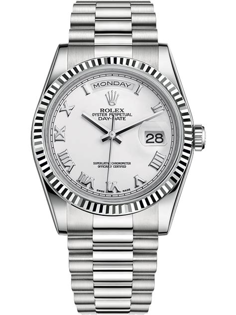 rolex day date white gold roman numerals|rolex day date 118239.